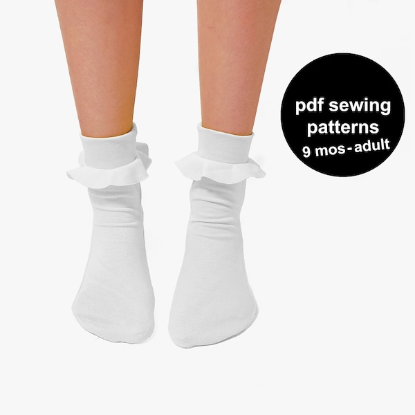 Sock sewing patterns from 9 months-adults to make a fun Easter gift. Get these sock patterns with ruffles today to complete a Easter outfit!
