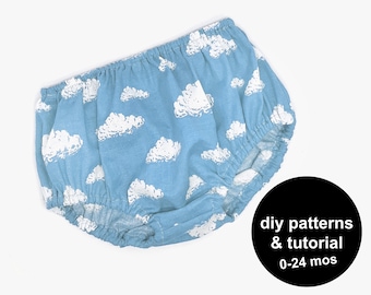 Baby bloomers sewing pattern to make baby bloomers or a baby diaper cover.  Make fun baby shorts with this PDF diaper cover pattern