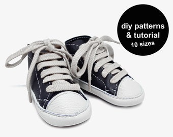¡Patrón de zapatito de bebé de caña alta para hacer un regalo de bebé! Descarga este patrón de patucos de bebé y haz zapatillas de bebé con este patrón de costura de zapatos de bebé.