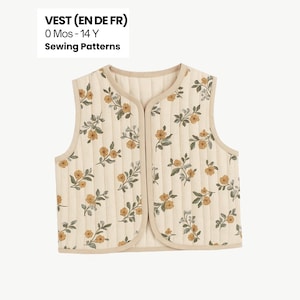 Baby Vest Sewing Pattern: Kids Reversible Quilted Gilet, 0 Months - 14 Years (PDF Pattern)