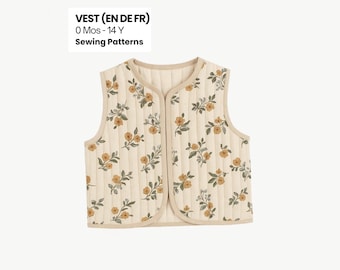 Baby Vest Sewing Pattern: Kids Reversible Quilted Gilet, 0 Months - 14 Years (PDF Pattern)