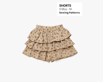 Flare Shorts Sewing Pattern (PDF Download): Ruffled Baby & Kids Shorts DIY