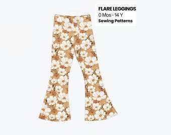 Patrón de costura para pantalones acampanados de bebé: Leggings de punto (0 meses - 14 años) (Patrón en PDF)
