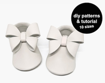 Baby Moccasin Sewing Pattern: DIY Leather Shoes with Bows (PDF)