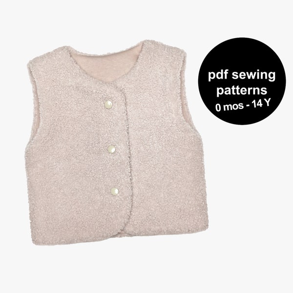 Patrons de couture de gilets pour bébés et enfants. Réalisez un gilet pour bébé avec ce motif de gilet pour bébé réversible. Réalisez un gilet sans manches pour un bébé de Pâques !