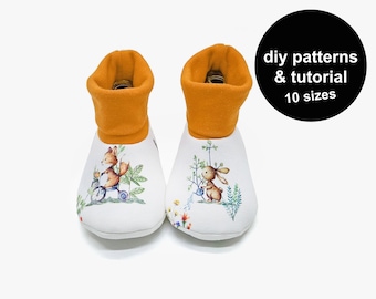 Baby booties pattern for warm feet! Get the baby bootie sewing pattern and print the baby shoe patterns to finish a baby outfit!