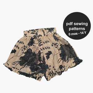 Kids horts sewing pattern | girls ruffle shorts pattern | kids shorts PDF pattern 0M-14Y | easy DIY baby & toddler shorts sewing patterns