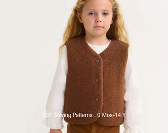 Kids Vest PDF Pattern: Reversible Baby & children Gilet Sewing Tutorial