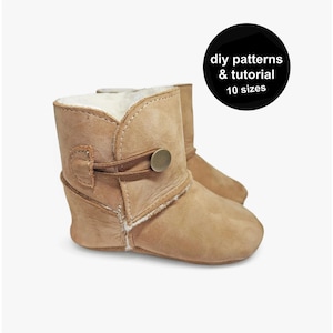 Baby Bootie Sewing Pattern: Leather or Sheepskin, 10 Sizes (PDF Pattern)