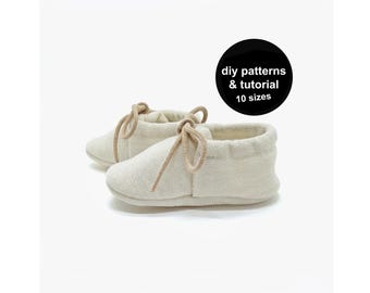 Baby Booties Sewing Pattern: DIY Moccasins, 10 Sizes (PDF Pattern)