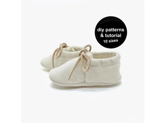 Baby Booties Sewing Pattern: DIY Moccasins, 10 Sizes (PDF Pattern)