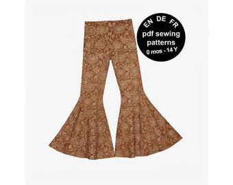Kids Bell Bottoms Pattern: Flared Leggings Sewing PDF (0 months-14 years)