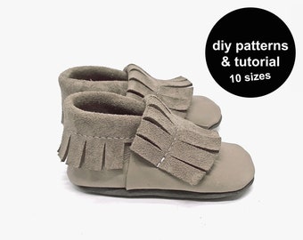 Fringe Baby Booties Sewing Pattern: Moccasin Style (PDF Pattern)