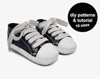 Baby Sneaker Sewing Pattern: DIY Booties, 10 Sizes (PDF Pattern)