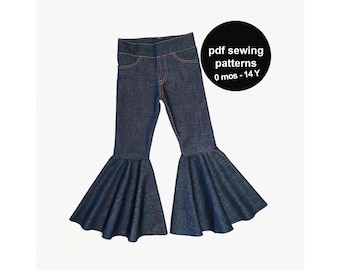 Patrón de costura para leggings acampanados: Bebés y niños (Patrón en PDF)