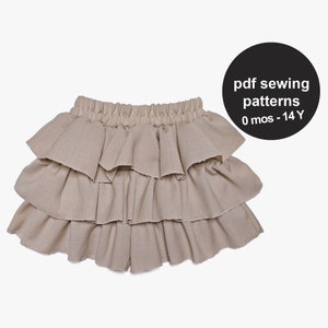 Shorts sewing patterns for babies and kids. Sew ruffle shorts with baby pants patterns or sew kids shorts with these shorts PDF patterns.
