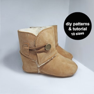 Baby shoe patterns for warm baby feet! Print the baby bootie pattern and finish a baby outfit with this baby shoe sewing pattern!