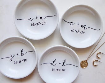 Engagement Ring Dish, Wedding Ring Dish, Engagement Gift, Just Engaged, Wedding Gift, Bridal Gift, Anniversary Gift, Couples Initials