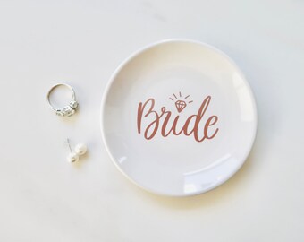 Bride Ring Dish,  Bride to Be Gift, Engagement Gift, Wedding Jewelry Tray, Couples Keepsake, Bridal Shower Gift