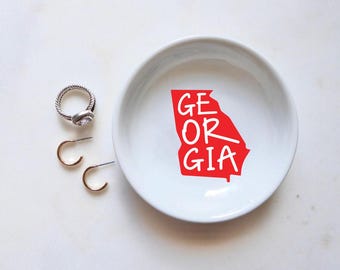Georgia Ring Dish, Georgia Grad Gift, Georgia State Gift, Georgia Memento, Georgia Gifts, GA State Pride, Georgia Hometown, Georgia Decor