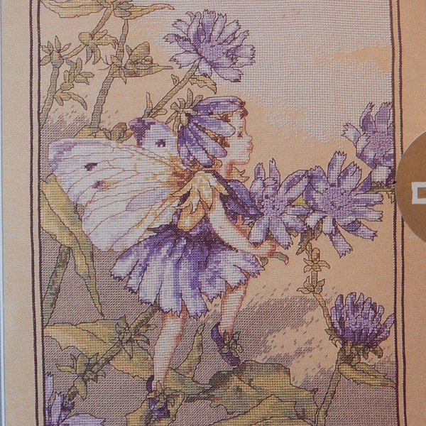 The CHICORY FAIRY Vintage 1996 DMC #PC21 Cross Stitch Pattern Chart Cicely Mary Barker Flower Fairies Series Made in England Foldout Chart