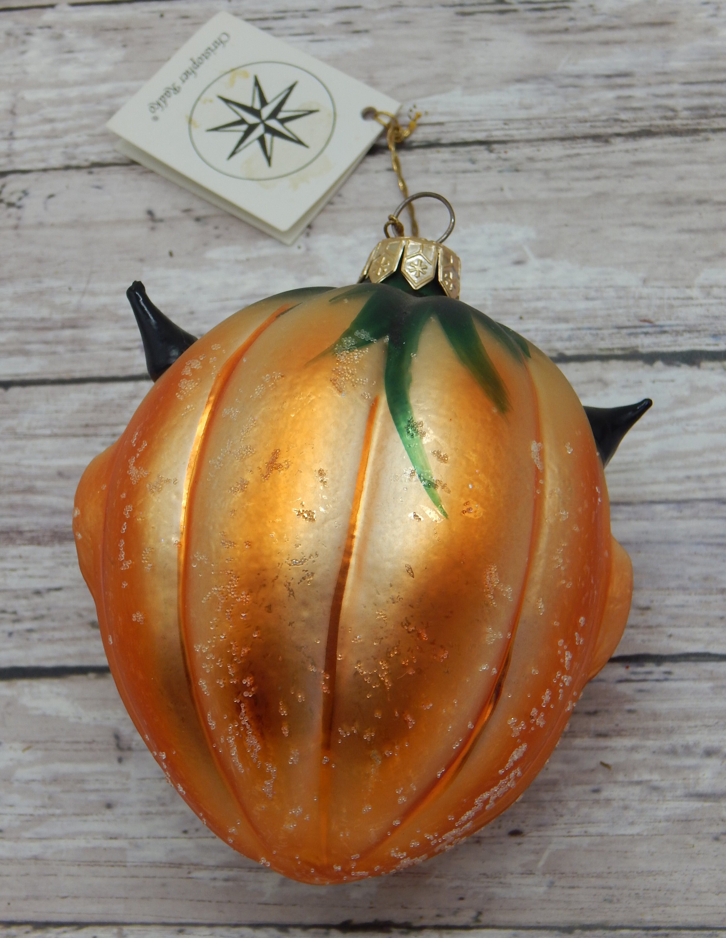 RADKO DEVIL ORNAMENT Vintage Retired Glass Orange Pumpkin Head