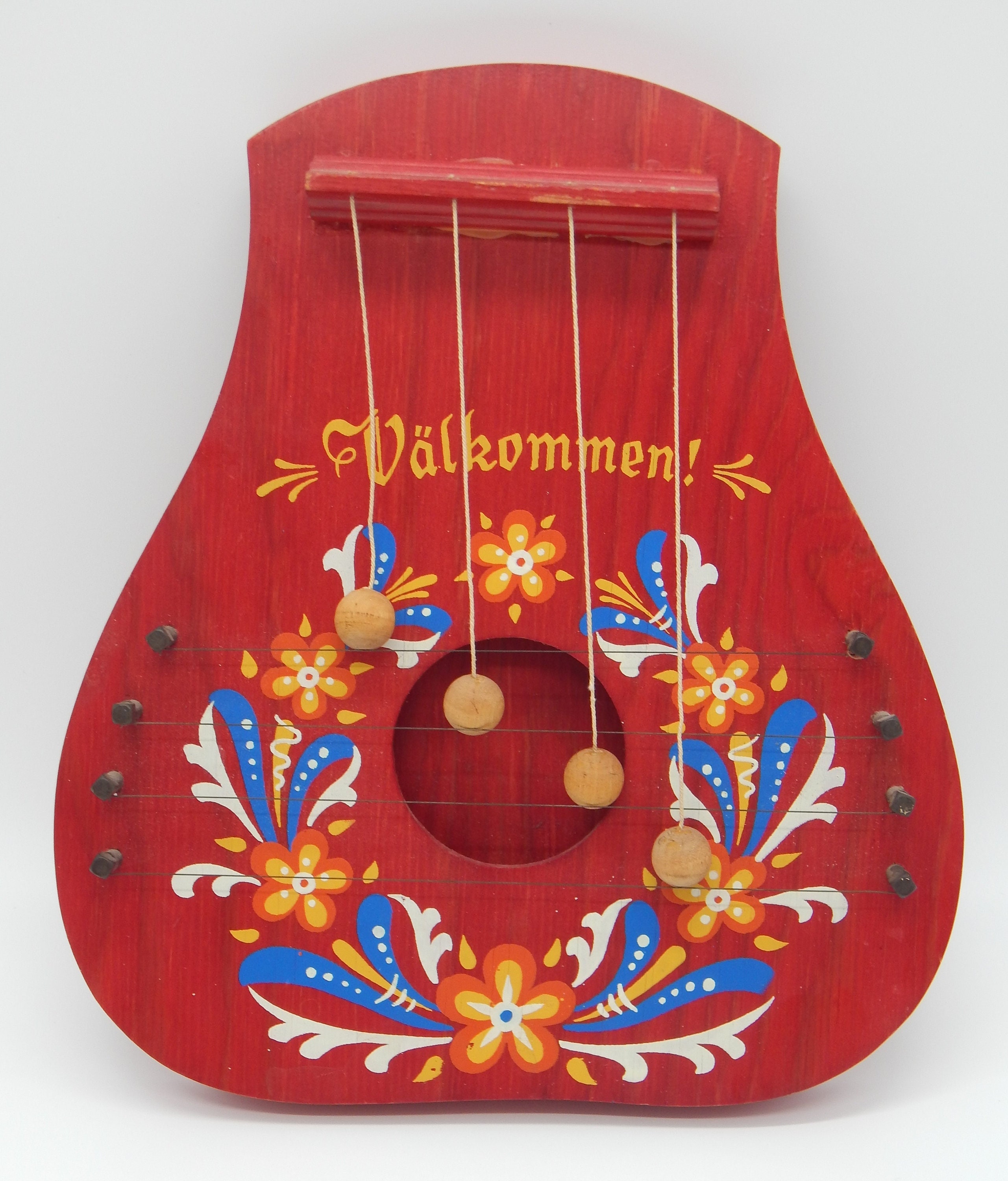SWEDISH DOOR HARP Vintage Welcome Scandinavian Wood Door Chime
