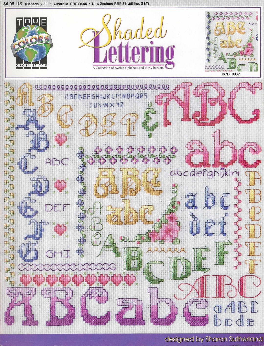 SHADED LETTERING Vintage True Colors Counted Cross Stitch Pattern Chart ...