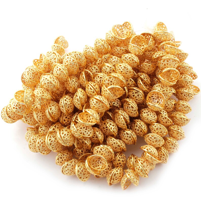 Designer Beads CJ051 2 Strands 24k Gold Plated Copper Half Cap Beads 5mmx11mm Jewelry Making