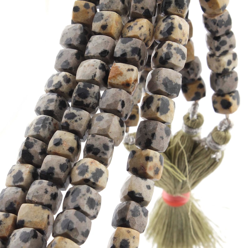 Jewelry Making SPB407 8 Inches 6mm-7mm Cheetah jasper Cube Shape Beads 1 Strand Tiger Jaspe Faceted Briolettes