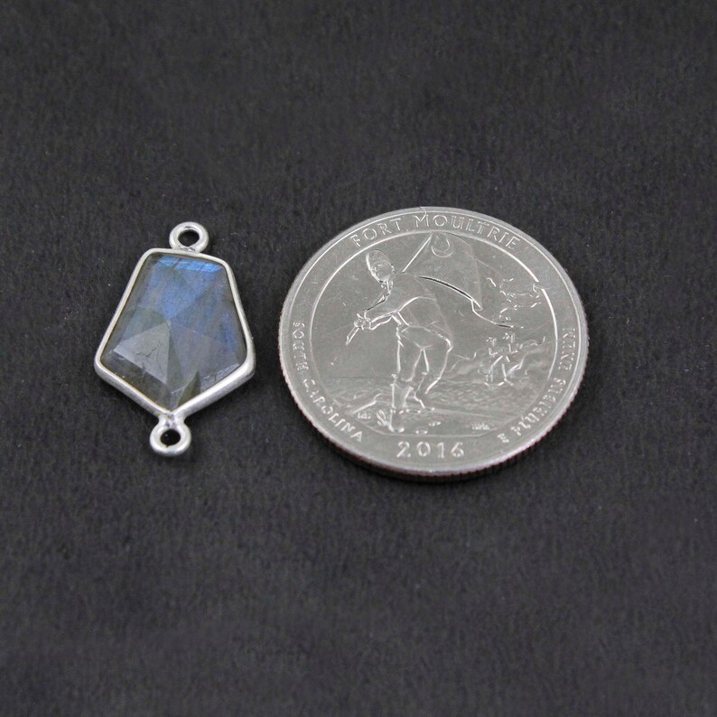 5 Pcs Labradorite Gemstone Bezel Connector 19mmx11mm-21mmx12mm SVB172 Assorted Shape Connector 925 Sterling Silver