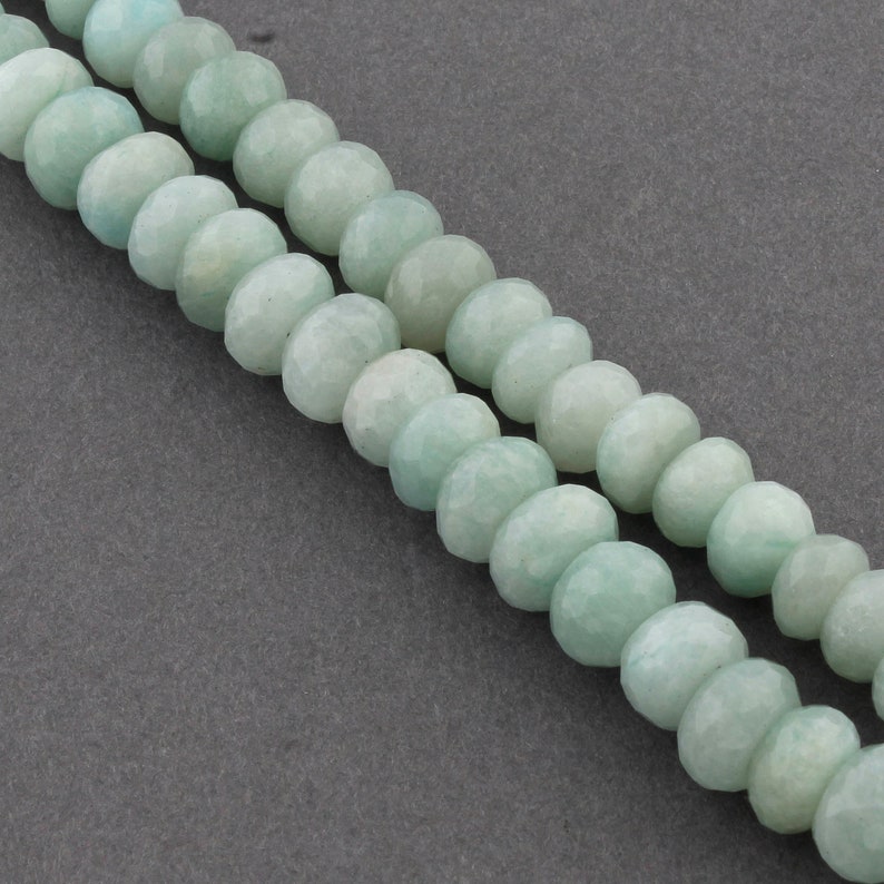2 Strands Amazonite Faceted Rondelles 13 Inches Jewelry Making SPB316 Amazonite Roundel Beads 6mm-7mm