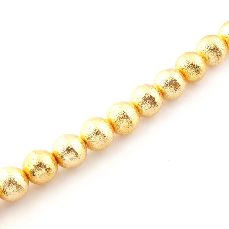 12mm 8 Inches Brush Ball Beads 2 Strands 24k Gold Plated Copper Round Beads Jewelry Making Tools CJ065