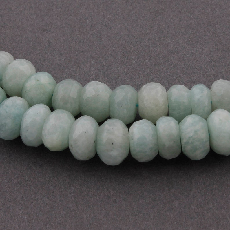 2 Strands Amazonite Faceted Rondelles 13 Inches Jewelry Making SPB316 Amazonite Roundel Beads 6mm-7mm