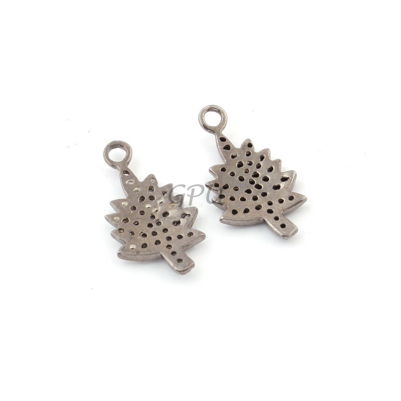 925 Sterling Silver Pendant WT001 1 Piece White Topaz /& Black Spinel Tree Charm Pendant 24mmx12mm,You Choose