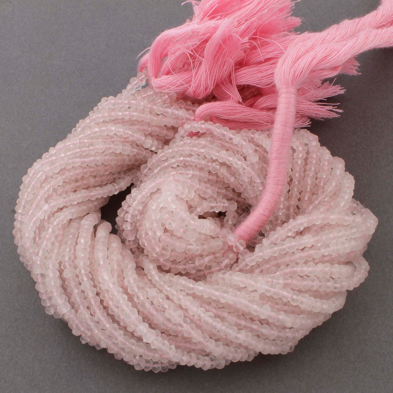 3.5mm-4mm Beads 5 Strands Rose Quartz Rondelles Faceted Beads Semi Precious Beads Full 13 Inches TR192