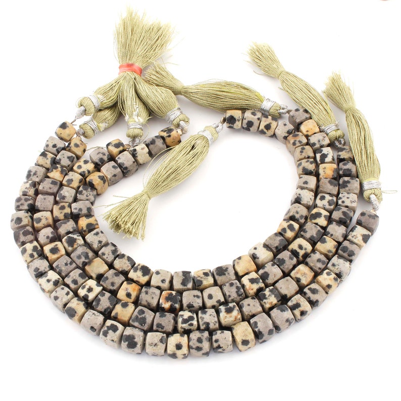 Jewelry Making SPB407 8 Inches 6mm-7mm Cheetah jasper Cube Shape Beads 1 Strand Tiger Jaspe Faceted Briolettes