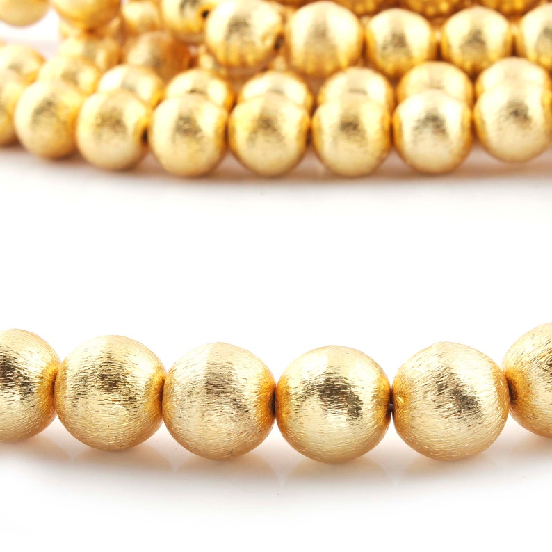 12mm 8 Inches Brush Ball Beads 2 Strands 24k Gold Plated Copper Round Beads Jewelry Making Tools CJ065