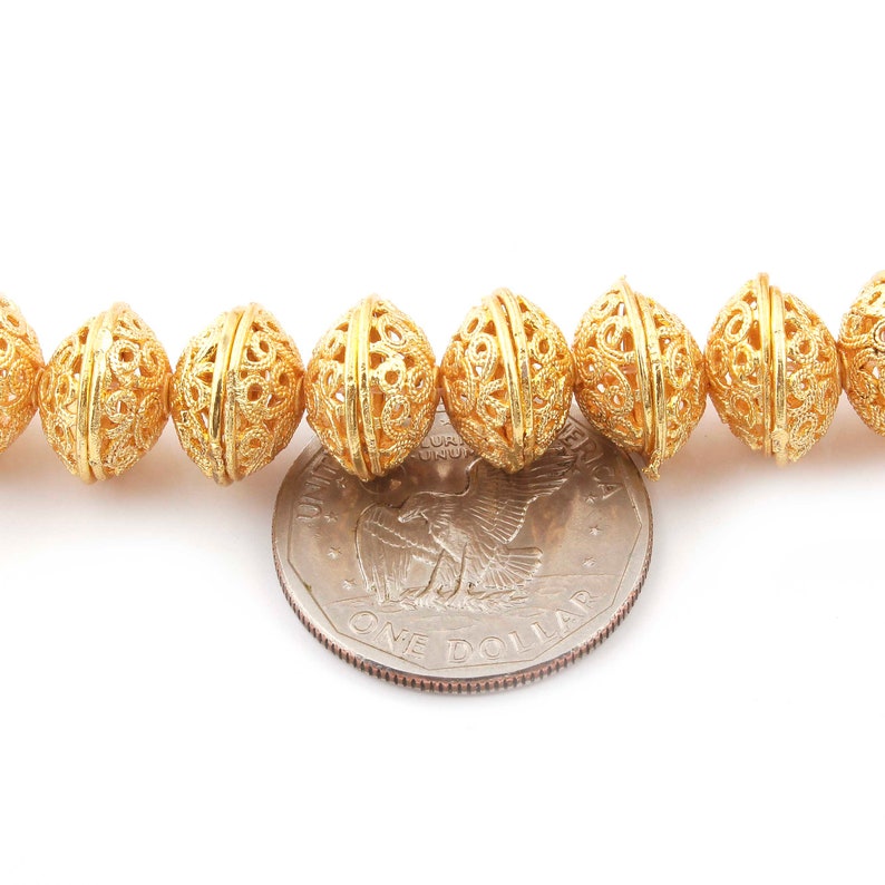 Designer Beads CJ051 2 Strands 24k Gold Plated Copper Half Cap Beads 5mmx11mm Jewelry Making