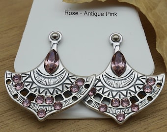 Silver Art Deco stud earrings with European Crystal