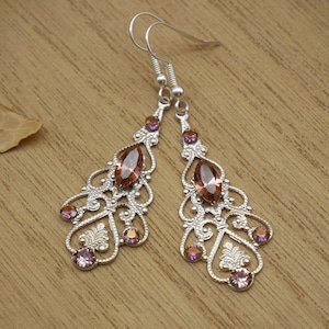 Silver chandelier earrings with European Crystals