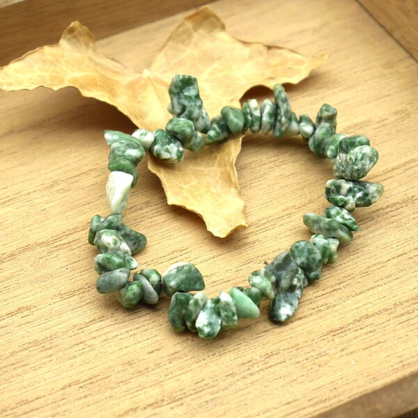 Bracelet pierre véritable Tree Agate verte