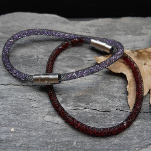 Stardust bracelet with swarovski crystals, black mesh tube