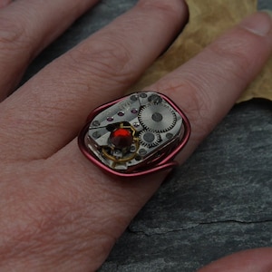 Steampunk adjustable ring, steampunk accessory for women or men