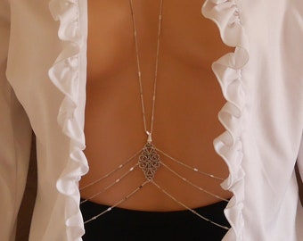 Silver body chain for women