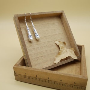 Long dangle blue earrings image 3