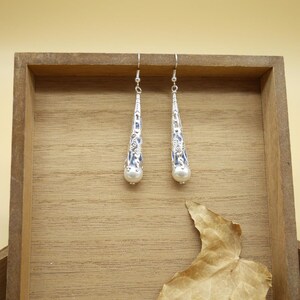 Long dangle blue earrings image 6