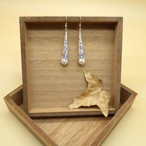 Long dangle blue earrings image 4