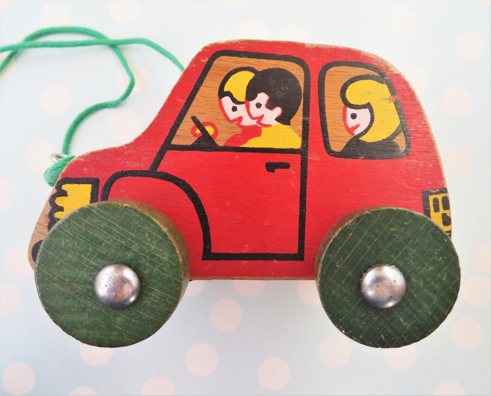 Vintage Wooden Car Pull Along Toy - Etsy