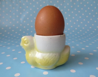 Vintage yellow ceramic chick egg cup